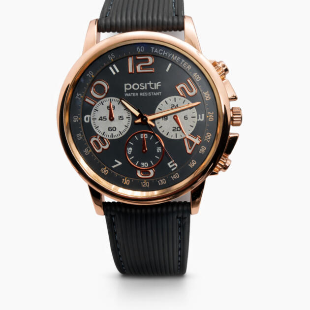 Positif Black Chronograph Style Analog Watch