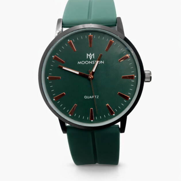 Moonston Green Silicon Strap Watch